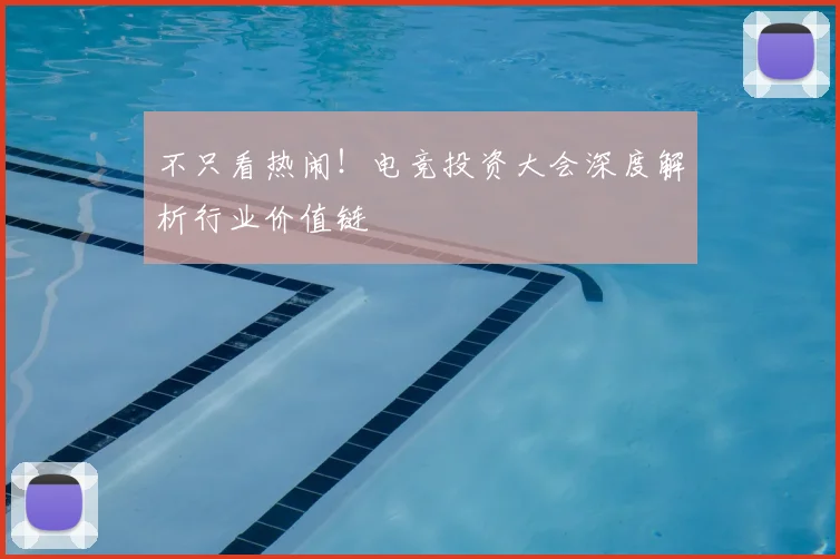 不只看热闹！电竞投资大会深度解析行业价值链